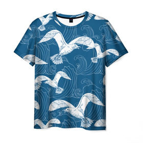 Мужская футболка 3D с принтом Чайки , 100% полиэфир | прямой крой, круглый вырез горловины, длина до линии бедер | небо | полет | птицы | чайки