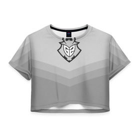 Женская футболка 3D укороченная с принтом G2 eSports , 100% полиэстер | круглая горловина, длина футболки до линии талии, рукава с отворотами | csgo | cyber | esports | g2 | team | г2 | ксго