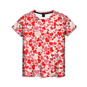 Женская футболка 3D с принтом Сердца, любовь, орнамент, праз , 100% полиэфир ( синтетическое хлопкоподобное полотно) | прямой крой, круглый вырез горловины, длина до линии бедер | любовь | орнамент | праздник | сердца