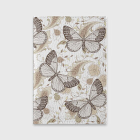 Обложка для паспорта матовая кожа с принтом Бабочки , натуральная матовая кожа | размер 19,3 х 13,7 см; прозрачные пластиковые крепления | бабочки | лето | орнамент | цветы