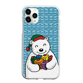 Чехол для iPhone 11 Pro Max матовый с принтом Новогодний мишка , Силикон |  | Тематика изображения на принте: 2016 | медведь | мишка | новый год