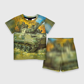 Детский костюм с шортами 3D с принтом Военная техника ,  |  | Тематика изображения на принте: tank | танки
