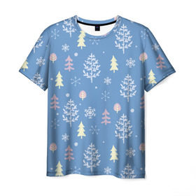 Мужская футболка 3D с принтом Снежные елки , 100% полиэфир | прямой крой, круглый вырез горловины, длина до линии бедер | Тематика изображения на принте: 2016 | елки | новый год | новый год 2016 | палки