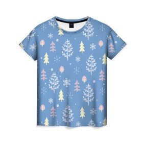 Женская футболка 3D с принтом Снежные елки , 100% полиэфир ( синтетическое хлопкоподобное полотно) | прямой крой, круглый вырез горловины, длина до линии бедер | Тематика изображения на принте: 2016 | елки | новый год | новый год 2016 | палки