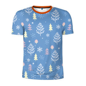 Мужская футболка 3D спортивная с принтом Снежные елки , 100% полиэстер с улучшенными характеристиками | приталенный силуэт, круглая горловина, широкие плечи, сужается к линии бедра | 2016 | елки | новый год | новый год 2016 | палки