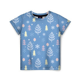 Детская футболка 3D с принтом Снежные елки , 100% гипоаллергенный полиэфир | прямой крой, круглый вырез горловины, длина до линии бедер, чуть спущенное плечо, ткань немного тянется | 2016 | елки | новый год | новый год 2016 | палки