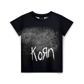 Детская футболка 3D с принтом KoЯn , 100% гипоаллергенный полиэфир | прямой крой, круглый вырез горловины, длина до линии бедер, чуть спущенное плечо, ткань немного тянется | Тематика изображения на принте: korn | metal | rock | группы | корн | метал | рок