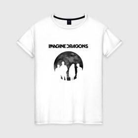 Женская футболка хлопок с принтом Imagine dragons , 100% хлопок | прямой крой, круглый вырез горловины, длина до линии бедер, слегка спущенное плечо | dragons | imagine | rock | драгонз | имэдж | рок