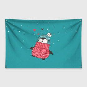 Флаг-баннер с принтом Пингвинчик , 100% полиэстер | размер 67 х 109 см, плотность ткани — 95 г/м2; по краям флага есть четыре люверса для крепления | пингвин