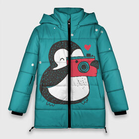Женская зимняя куртка 3D с принтом Пингвин с фотоаппаратом , верх — 100% полиэстер; подкладка — 100% полиэстер; утеплитель — 100% полиэстер | длина ниже бедра, силуэт Оверсайз. Есть воротник-стойка, отстегивающийся капюшон и ветрозащитная планка. 

Боковые карманы с листочкой на кнопках и внутренний карман на молнии | 14 февраля | влюбленные | девушка | день святого валентина | любовь | пара | парень
