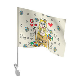 Флаг для автомобиля с принтом Червовая дама , 100% полиэстер | Размер: 30*21 см | 14 февраля | love | влюбленные | карты | королева | король | лав | любовь | пара | парные | подарок