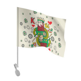 Флаг для автомобиля с принтом Червовый король , 100% полиэстер | Размер: 30*21 см | 14 февраля | love | влюбленные | карты | королева | король | лав | любовь | пара | парные | подарок