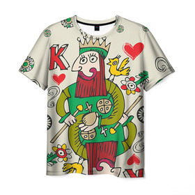 Мужская футболка 3D с принтом Червовый король , 100% полиэфир | прямой крой, круглый вырез горловины, длина до линии бедер | 14 февраля | love | влюбленные | карты | королева | король | лав | любовь | пара | парные | подарок