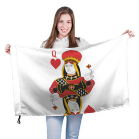 Флаг 3D с принтом Дама , 100% полиэстер | плотность ткани — 95 г/м2, размер — 67 х 109 см. Принт наносится с одной стороны | 14 февраля | love | влюбленные | карты | королева | король | лав | любовь | пара | парные | подарок