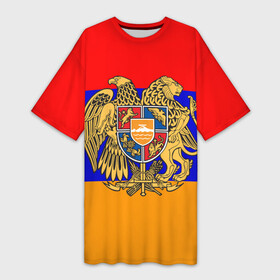 Платье-футболка 3D с принтом Герб и флаг Армении ,  |  | armenia | армения | герб | флаг