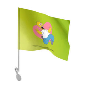 Флаг для автомобиля с принтом Гомер , 100% полиэстер | Размер: 30*21 см | гомер