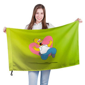 Флаг 3D с принтом Гомер , 100% полиэстер | плотность ткани — 95 г/м2, размер — 67 х 109 см. Принт наносится с одной стороны | гомер