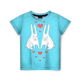 Детская футболка 3D с принтом Зай и зая , 100% гипоаллергенный полиэфир | прямой крой, круглый вырез горловины, длина до линии бедер, чуть спущенное плечо, ткань немного тянется | 14 февраля | bear | love | teddy | валентин | влюбленный | зайчик | зая | заяц | любовь | милый | рисунок | сердечко | сердце