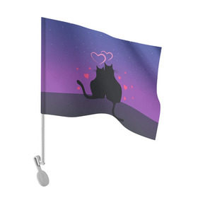 Флаг для автомобиля с принтом Котик и киска , 100% полиэстер | Размер: 30*21 см | с котами