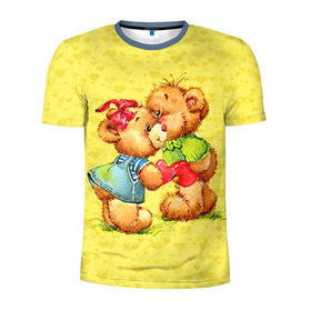 Мужская футболка 3D спортивная с принтом Влюбленные мишки , 100% полиэстер с улучшенными характеристиками | приталенный силуэт, круглая горловина, широкие плечи, сужается к линии бедра | Тематика изображения на принте: 14 февраля | bear | love | teddy | валентин | влюбленный | любовь | милый | мишка | рисунок | сердечко | сердце