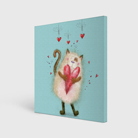 Холст квадратный с принтом Котик , 100% ПВХ |  | 14 февраля | bear | love | teddy | валентин | влюбленный | киска | кот | котик | любовь | милый | рисунок | сердечко | сердце