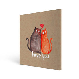 Холст квадратный с принтом Влюбленные котики , 100% ПВХ |  | 14 февраля | bear | love | teddy | валентин | влюбленный | киска | кот | котик | любовь | милый | рисунок | сердечко | сердце