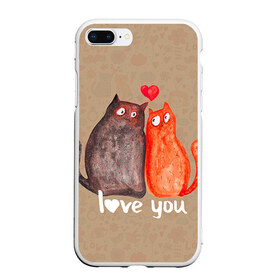 Чехол для iPhone 7Plus/8 Plus матовый с принтом Влюбленные котики , Силикон | Область печати: задняя сторона чехла, без боковых панелей | 14 февраля | bear | love | teddy | валентин | влюбленный | киска | кот | котик | любовь | милый | рисунок | сердечко | сердце