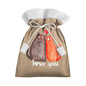 Подарочный 3D мешок с принтом Влюбленные котики , 100% полиэстер | Размер: 29*39 см | Тематика изображения на принте: 14 февраля | bear | love | teddy | валентин | влюбленный | киска | кот | котик | любовь | милый | рисунок | сердечко | сердце