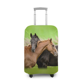Чехол для чемодана 3D с принтом Лошади 2 , 86% полиэфир, 14% спандекс | двустороннее нанесение принта, прорези для ручек и колес | horse | horseshoe | акварель | головалошади | грива | единорог | жеребец | животные | конь | лошадь | лошадьскрыльями | подкова | природа | рисуноккрасками