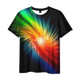Мужская футболка 3D с принтом Звезда радуга , 100% полиэфир | прямой крой, круглый вырез горловины, длина до линии бедер | звезда радуга | небо | свет | спектр