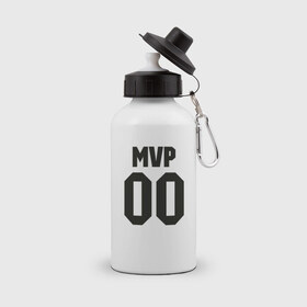 Бутылка спортивная с принтом MVP , металл | емкость — 500 мл, в комплекте две пластиковые крышки и карабин для крепления | sport | баскетбол | бейсбол | лучший | спорт | футбол