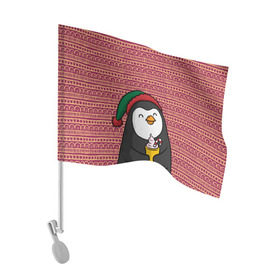 Флаг для автомобиля с принтом Пингвиня , 100% полиэстер | Размер: 30*21 см | пингвин