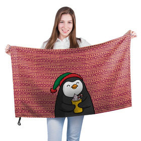 Флаг 3D с принтом Пингвиня , 100% полиэстер | плотность ткани — 95 г/м2, размер — 67 х 109 см. Принт наносится с одной стороны | Тематика изображения на принте: пингвин