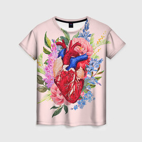 Женская футболка 3D с принтом Cердечко , 100% полиэфир ( синтетическое хлопкоподобное полотно) | прямой крой, круглый вырез горловины, длина до линии бедер | 14 февраля | love | влюбленный | любовь | рисунок | сердечки | сердечко | сердце