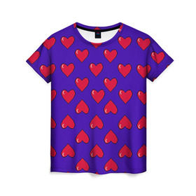 Женская футболка 3D с принтом Пиксельная любовь , 100% полиэфир ( синтетическое хлопкоподобное полотно) | прямой крой, круглый вырез горловины, длина до линии бедер | 14 февраля | love | влюбленный | любовь | рисунок | сердечки | сердечко | сердце