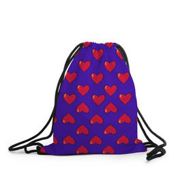 Рюкзак-мешок 3D с принтом Пиксельная любовь , 100% полиэстер | плотность ткани — 200 г/м2, размер — 35 х 45 см; лямки — толстые шнурки, застежка на шнуровке, без карманов и подкладки | 14 февраля | love | влюбленный | любовь | рисунок | сердечки | сердечко | сердце