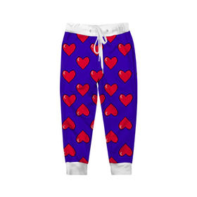 Детские брюки 3D с принтом Пиксельная любовь , 100% полиэстер | манжеты по низу, эластичный пояс регулируется шнурком, по бокам два кармана без застежек, внутренняя часть кармана из мелкой сетки | 14 февраля | love | влюбленный | любовь | рисунок | сердечки | сердечко | сердце