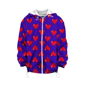 Детская куртка 3D с принтом Пиксельная любовь , 100% полиэстер | застежка — молния, подол и капюшон оформлены резинкой с фиксаторами, по бокам — два кармана без застежек, один потайной карман на груди, плотность верхнего слоя — 90 г/м2; плотность флисового подклада — 260 г/м2 | 14 февраля | love | влюбленный | любовь | рисунок | сердечки | сердечко | сердце
