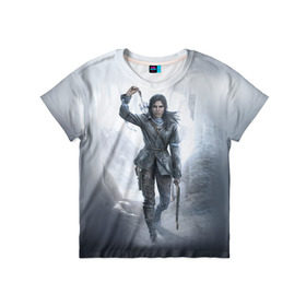 Детская футболка 3D с принтом Rise of the Tomb Raider , 100% гипоаллергенный полиэфир | прямой крой, круглый вырез горловины, длина до линии бедер, чуть спущенное плечо, ткань немного тянется | Тематика изображения на принте: rise of the tomb raider | tomb raider | райдер | том райдер