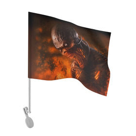 Флаг для автомобиля с принтом Doom imp , 100% полиэстер | Размер: 30*21 см | Тематика изображения на принте: doom | game | гибель | дум | игра | игры | обреченность | шутер
