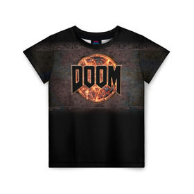 Детская футболка 3D с принтом Doom , 100% гипоаллергенный полиэфир | прямой крой, круглый вырез горловины, длина до линии бедер, чуть спущенное плечо, ткань немного тянется | doom | game | гибель | дум | игра | игры | обреченность | шутер