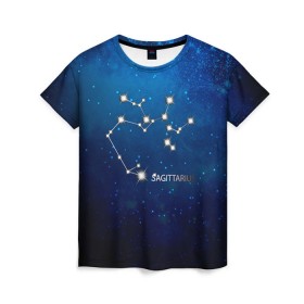 Женская футболка 3D с принтом Стрелец , 100% полиэфир ( синтетическое хлопкоподобное полотно) | прямой крой, круглый вырез горловины, длина до линии бедер | звезда | звезды | знак зодиака | космос | созвездие | стрелец