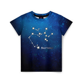 Детская футболка 3D с принтом Стрелец , 100% гипоаллергенный полиэфир | прямой крой, круглый вырез горловины, длина до линии бедер, чуть спущенное плечо, ткань немного тянется | звезда | звезды | знак зодиака | космос | созвездие | стрелец