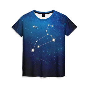 Женская футболка 3D с принтом Лев , 100% полиэфир ( синтетическое хлопкоподобное полотно) | прямой крой, круглый вырез горловины, длина до линии бедер | звезда | звезды | знак зодиака | космос | лев | созвездие
