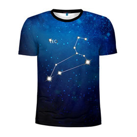 Мужская футболка 3D спортивная с принтом Лев , 100% полиэстер с улучшенными характеристиками | приталенный силуэт, круглая горловина, широкие плечи, сужается к линии бедра | звезда | звезды | знак зодиака | космос | лев | созвездие