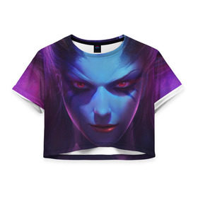 Женская футболка 3D укороченная с принтом Queen of pain , 100% полиэстер | круглая горловина, длина футболки до линии талии, рукава с отворотами | dota2 dota дота дота2 qop queen of pain