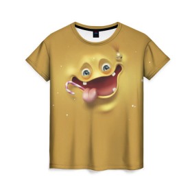 Женская футболка 3D с принтом Пластилиновый смайл , 100% полиэфир ( синтетическое хлопкоподобное полотно) | прямой крой, круглый вырез горловины, длина до линии бедер | мульт | рожица | смайл | улыбка