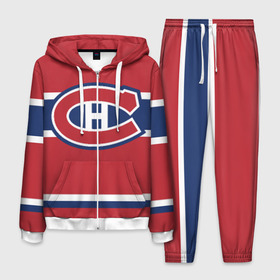 Мужской костюм 3D с принтом Montreal Canadiens , 100% полиэстер | Манжеты и пояс оформлены тканевой резинкой, двухслойный капюшон со шнурком для регулировки, карманы спереди | Тематика изображения на принте: hockey | montreal canadien | nhl | нхл | спорт | хоккей