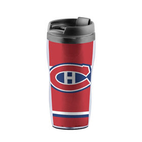 Термокружка-непроливайка с принтом Montreal Canadiens , внутренняя часть — пищевой пластик, наружная часть — прозрачный пластик, между ними — полиграфическая вставка с рисунком | объем — 350 мл, герметичная крышка | hockey | montreal canadien | nhl | нхл | спорт | хоккей