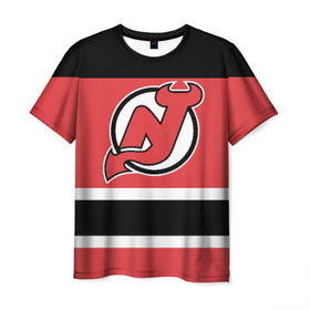 Мужская футболка 3D с принтом New Jersey Devils , 100% полиэфир | прямой крой, круглый вырез горловины, длина до линии бедер | Тематика изображения на принте: hockey | new jersey devils | nhl | нхл | спорт | хоккей
